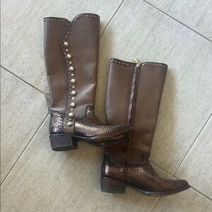 Cuadra Genuine Leather Snake Skin Knee-High Boots Size 8.5